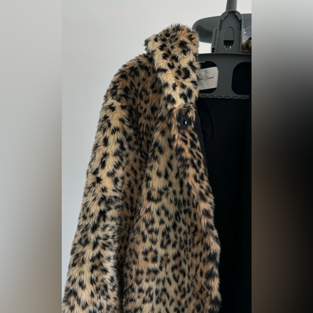 Zara Leopard Print Faux Fur Bomber Jacket - Brown, Black - Picture 5 of 7